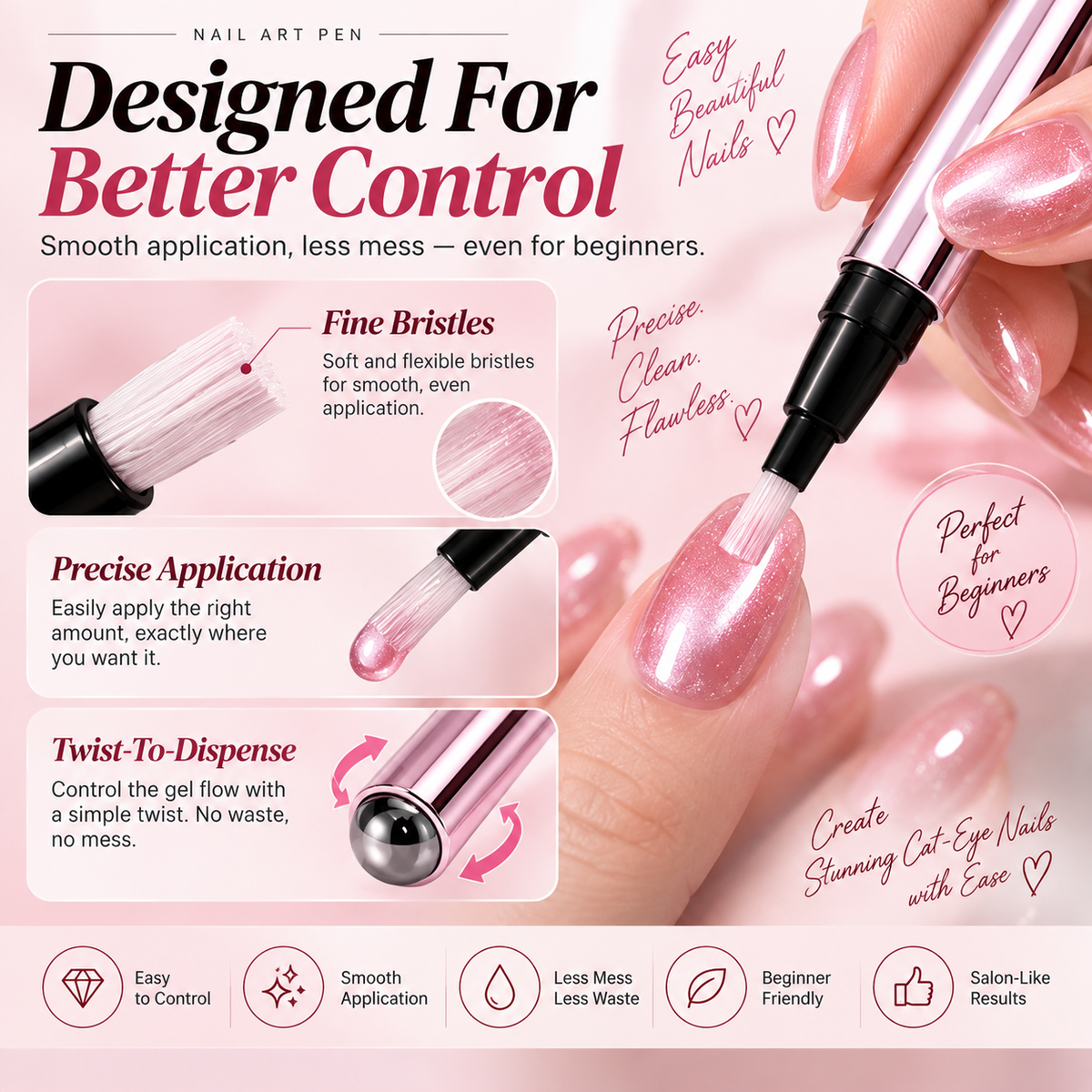 💅 All-in-One Cat-Eye Nail Gel Pen – Easy DIY Salon-Look Nails