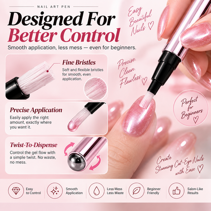 💅 All-in-One Cat-Eye Nail Gel Pen – Easy DIY Salon-Look Nails