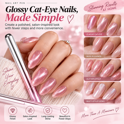 💅 All-in-One Cat-Eye Nail Gel Pen – Easy DIY Salon-Look Nails