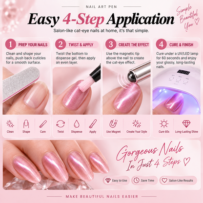 💅 All-in-One Cat-Eye Nail Gel Pen – Easy DIY Salon-Look Nails