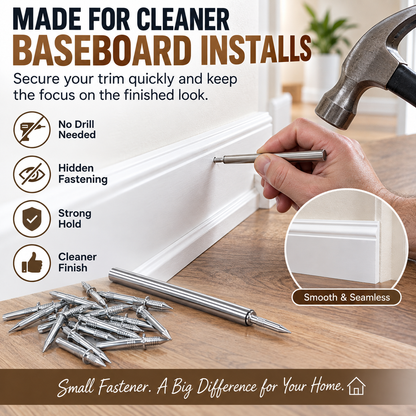 100-Pack Double-Head Hidden Fasteners – No-Drill Baseboard & Trim Nails