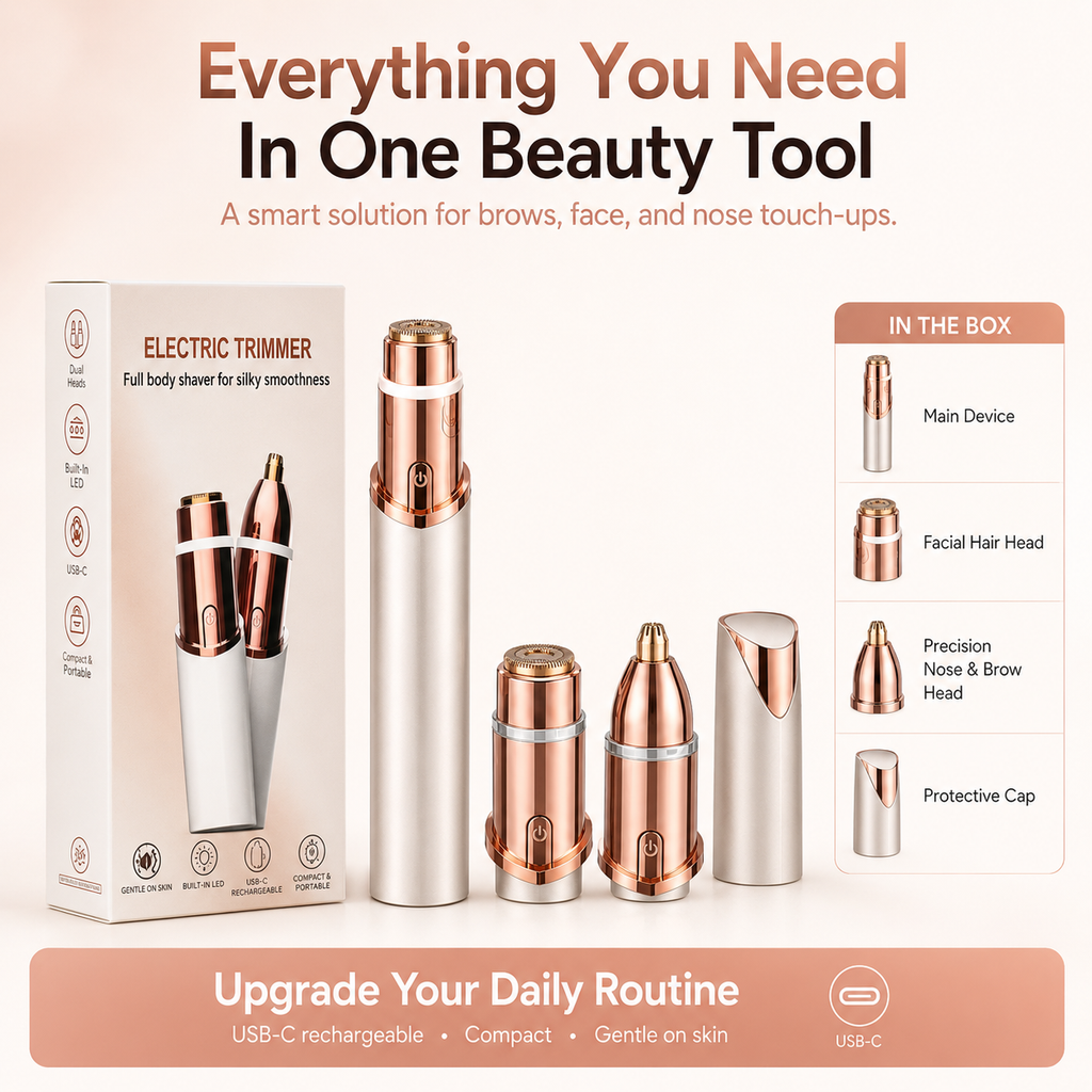 2-in-1 Facial & Eyebrow Hair Trimmer | Painless Peach Fuzz Remover
