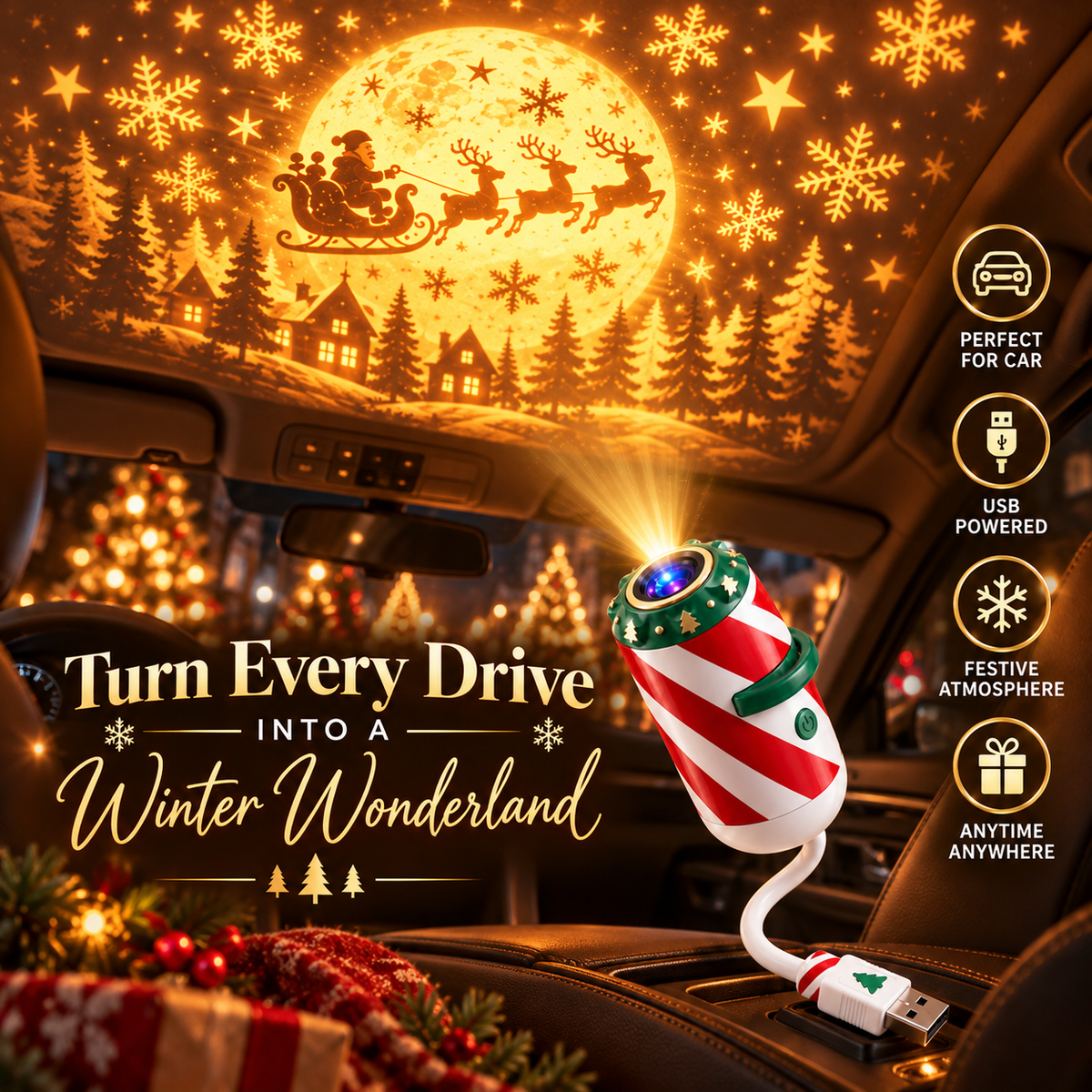 🎄 Christmas Window Projector – USB Holiday Projection Light ✨
