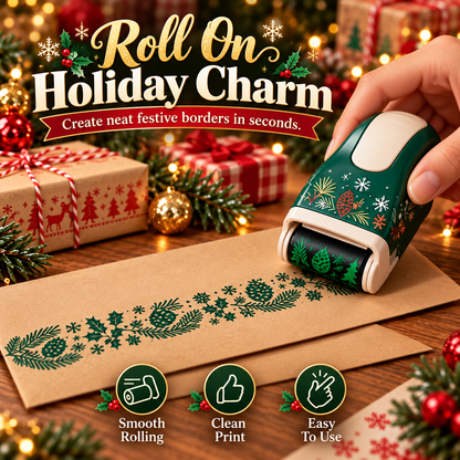 🎄 Christmas Wrapping Roller Stamp – 5 Festive Designs for Gift Packaging