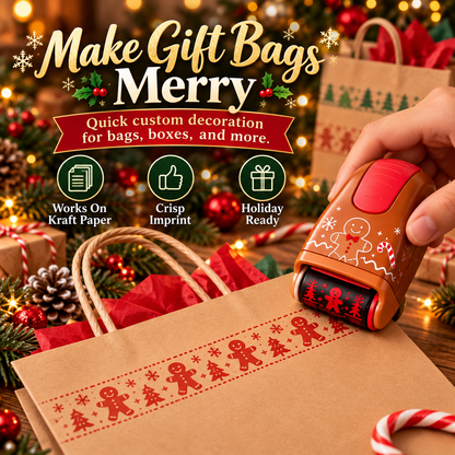 🎄 Christmas Wrapping Roller Stamp – 5 Festive Designs for Gift Packaging