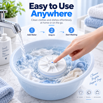 🫧 Portable Ultrasonic Mini Washer💦   – 3-Mode Cleaner for Clothes & Dishes 👕🍽️