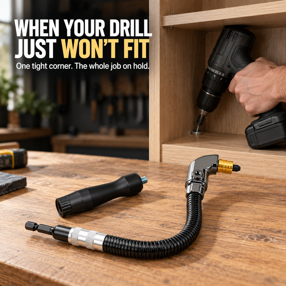 Flexible Right-Angle Drill Adapter for Tight Spaces