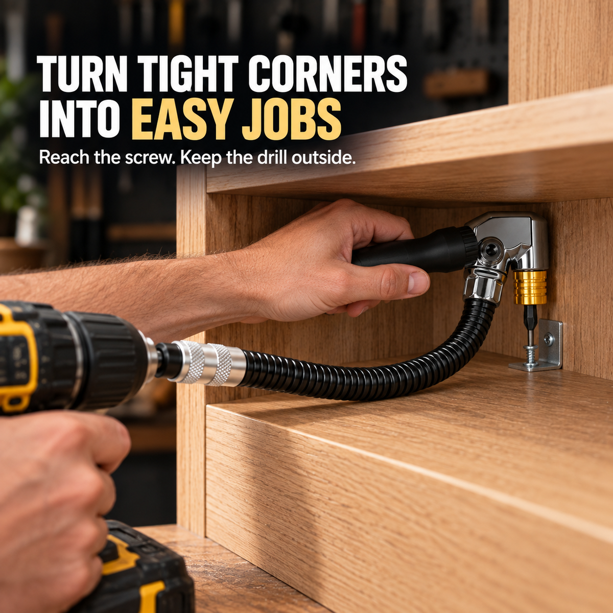Flexible Right-Angle Drill Adapter for Tight Spaces
