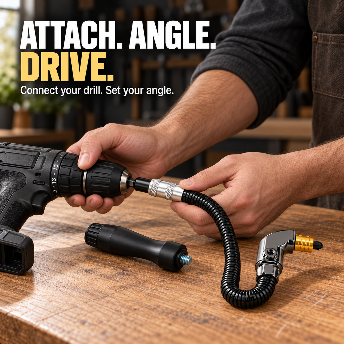 Flexible Right-Angle Drill Adapter for Tight Spaces