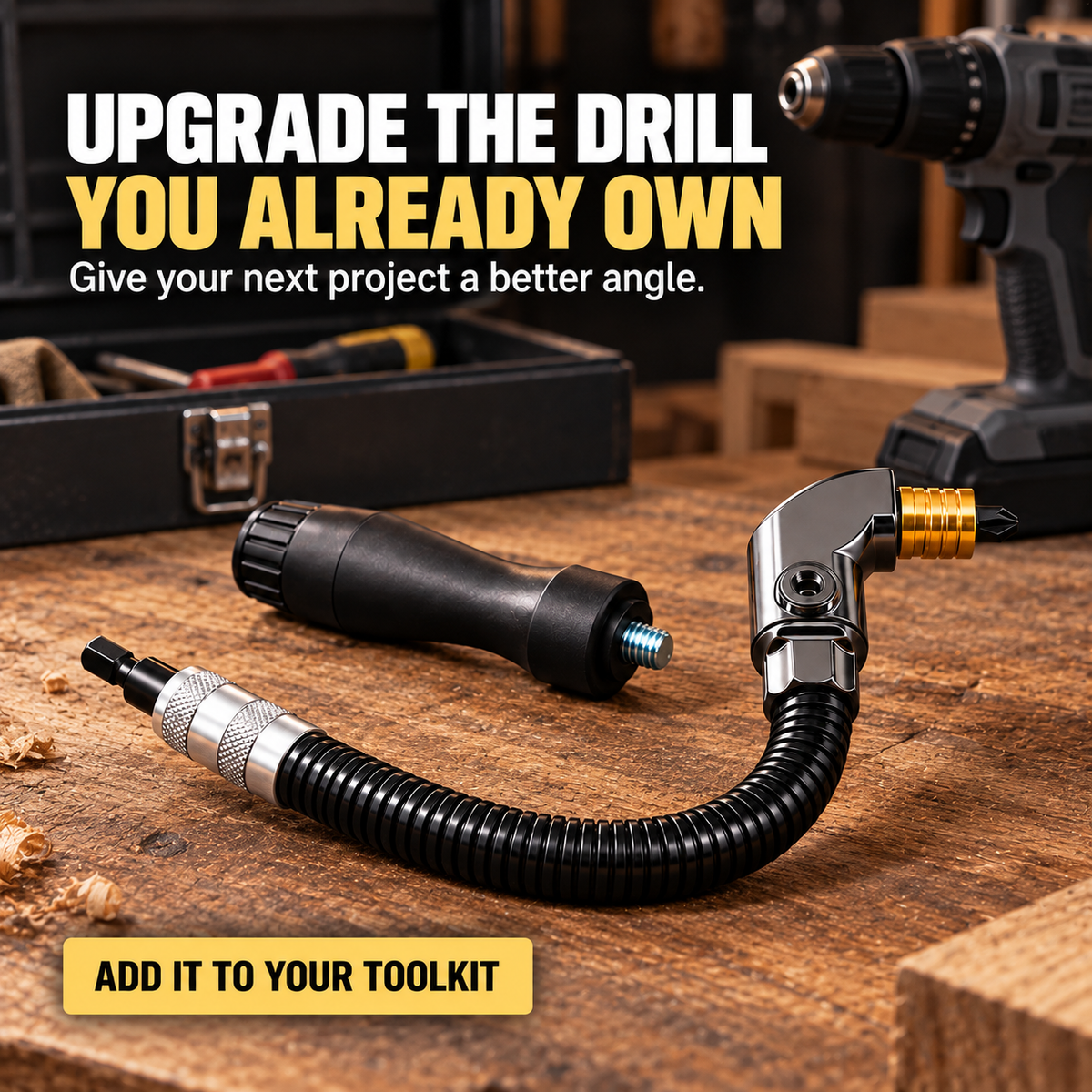 Flexible Right-Angle Drill Adapter for Tight Spaces