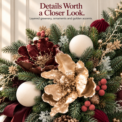 Burgundy Deer Christmas Wreath — Make Your Entrance Unforgettable