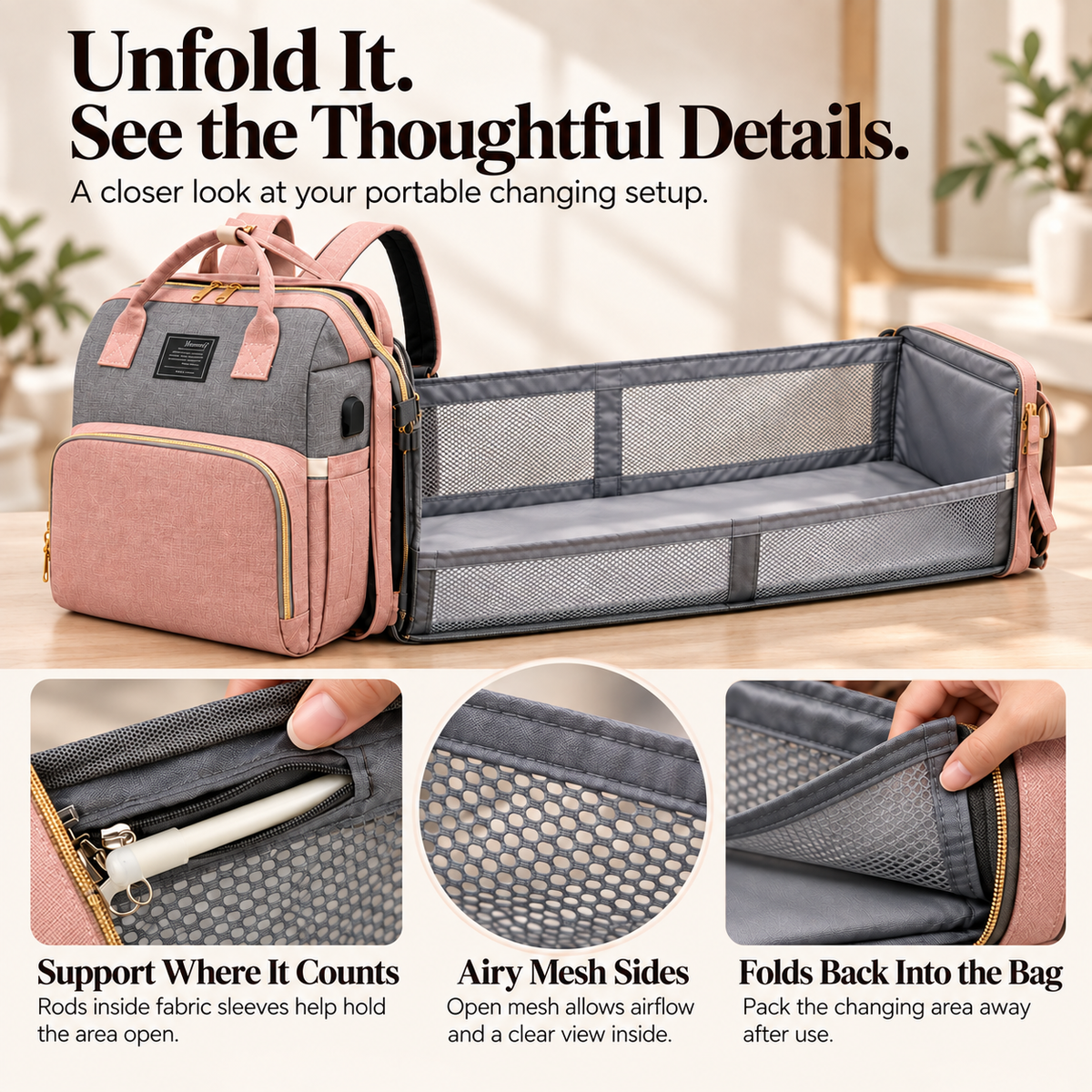 One Bag. Easier Days Out. — 25L Diaper Backpack with Fold-Out Changing Station