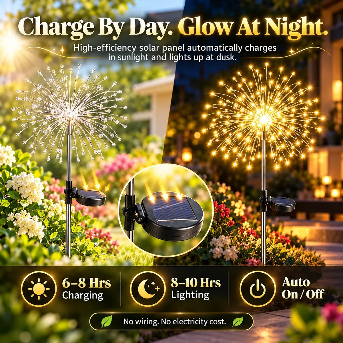 🎁2-Pack Solar Firework Lights With 8 Lighting Modes