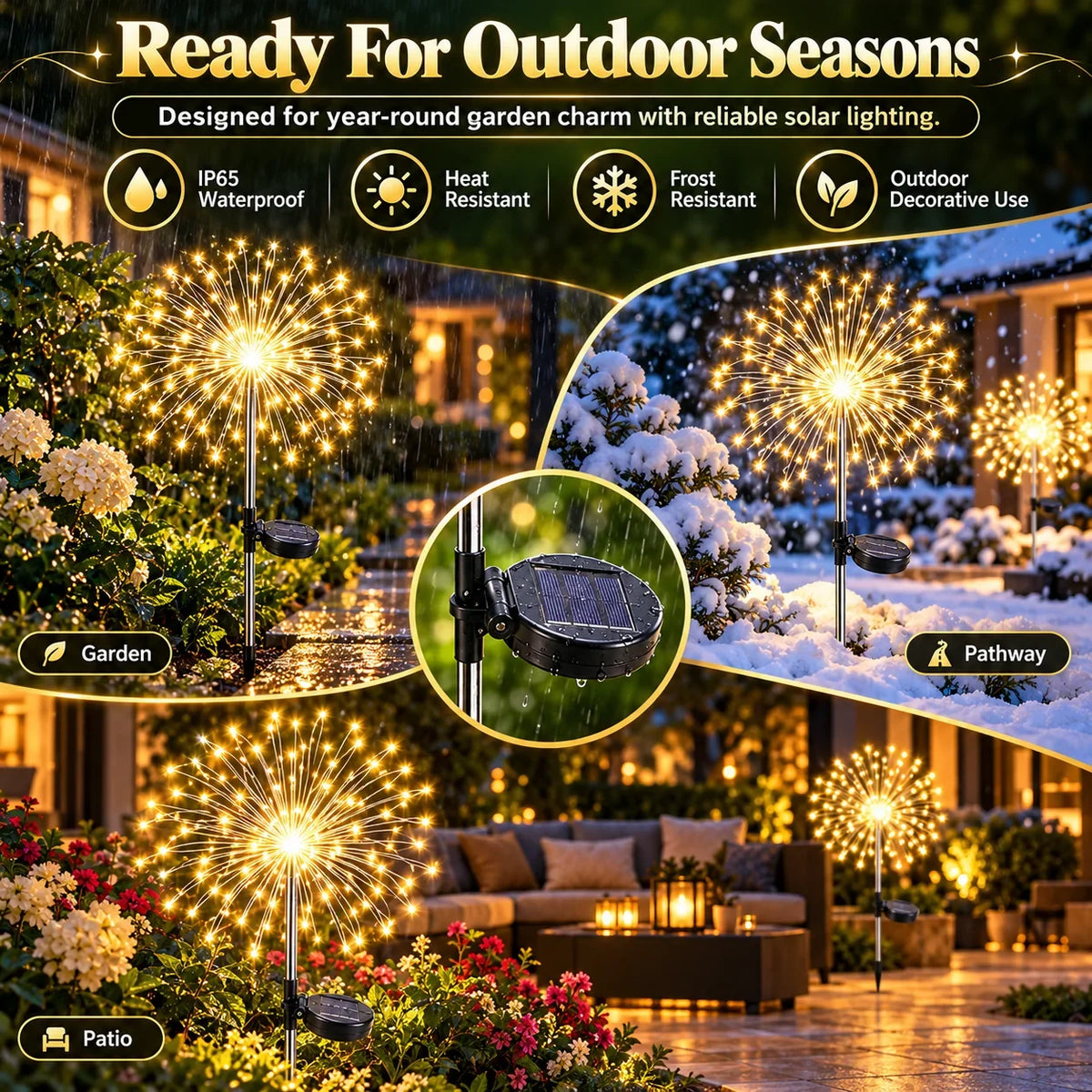 🎁2-Pack Solar Firework Lights With 8 Lighting Modes