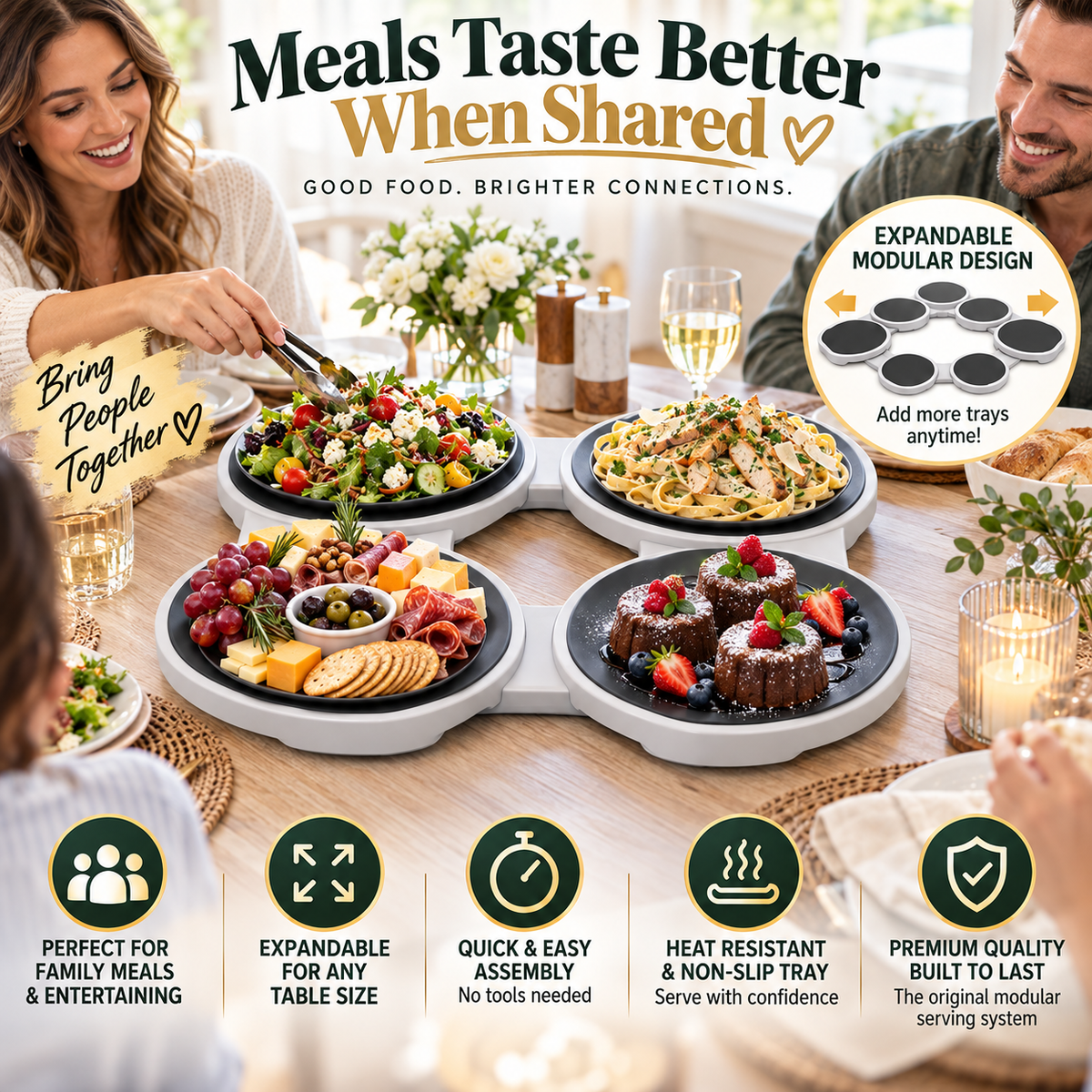 🍽️✨ Share & Spin – Expandable Lazy Susan Turntable for Dining Tables