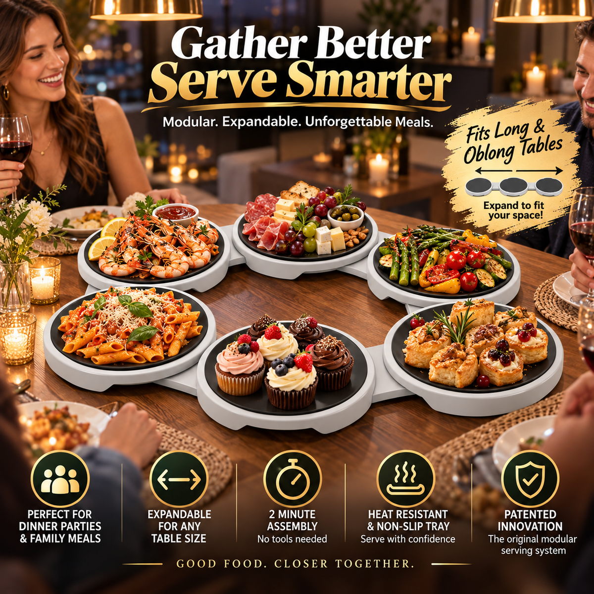 🍽️✨ Share & Spin – Expandable Lazy Susan Turntable for Dining Tables