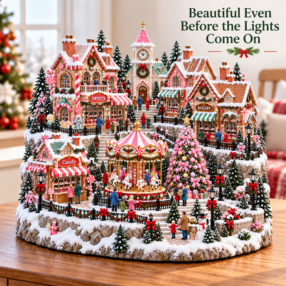 🎄✨ Enchanted Candy Market Village – Lighted Christmas Holiday Display 🍭