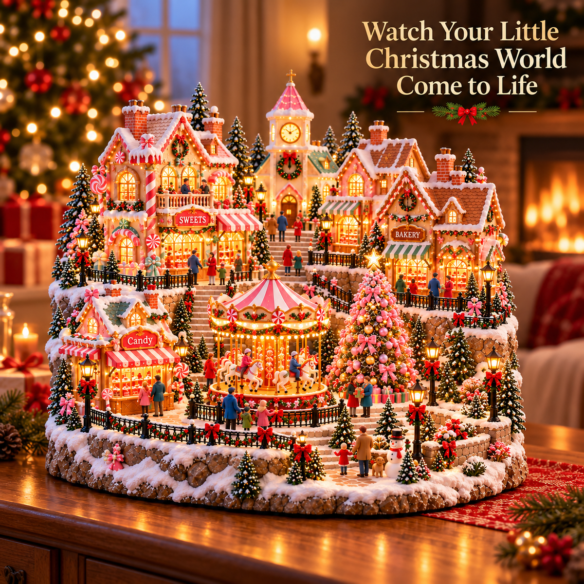 🎄✨ Enchanted Candy Market Village – Lighted Christmas Holiday Display 🍭