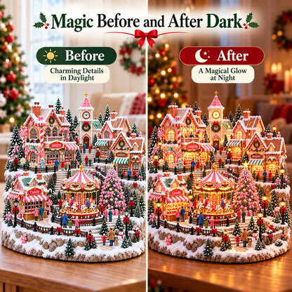 🎄✨ Enchanted Candy Market Village – Lighted Christmas Holiday Display 🍭