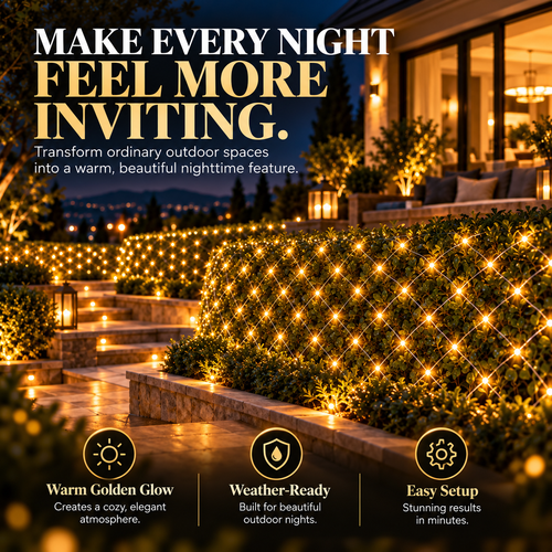 Outdoor Solar Power LED Net Lights – IP65 Waterproof Garden Lights for Magical Outdoor Décor