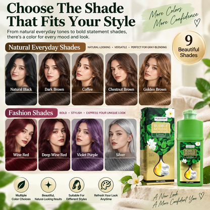 Herbal Bubble Hair Color Shampoo – Easy Gray Coverage at Home