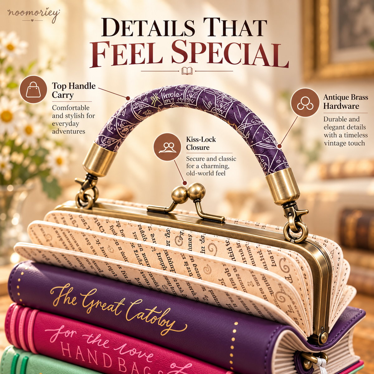 ✨👜Book Stack Handbag – Vintage-Inspired Book-Shaped Top Handle Purse, Unique Gift for Book Lovers💕