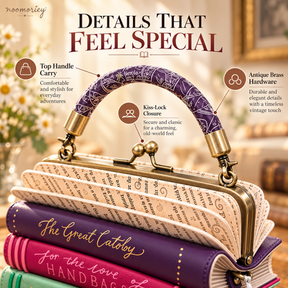 ✨👜Book Stack Handbag – Vintage-Inspired Book-Shaped Top Handle Purse, Unique Gift for Book Lovers💕