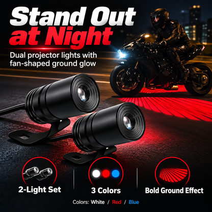 🏍️ Dual Motorcycle Laser Projector Lights – Ground Projection Kit