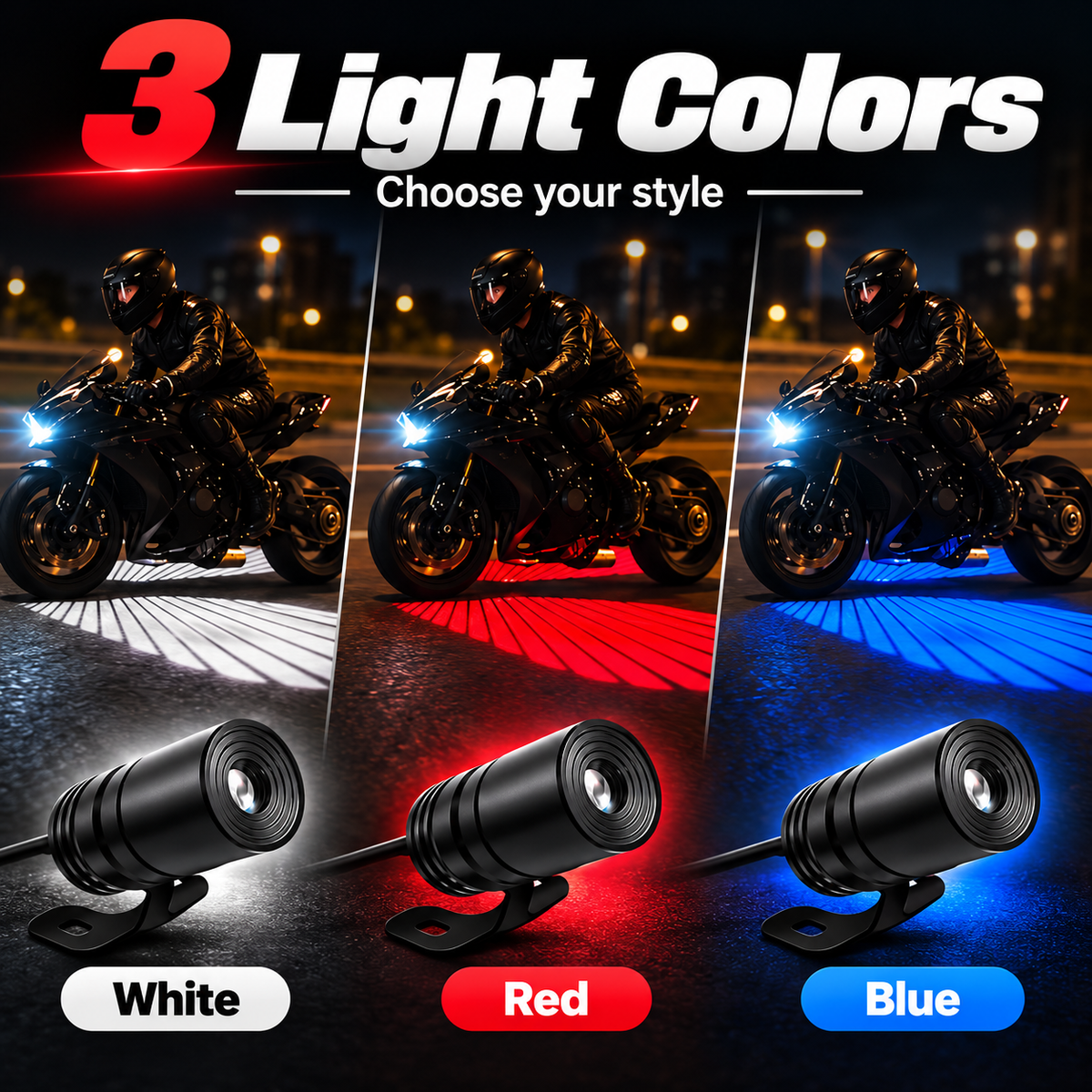 🏍️ Dual Motorcycle Laser Projector Lights – Ground Projection Kit
