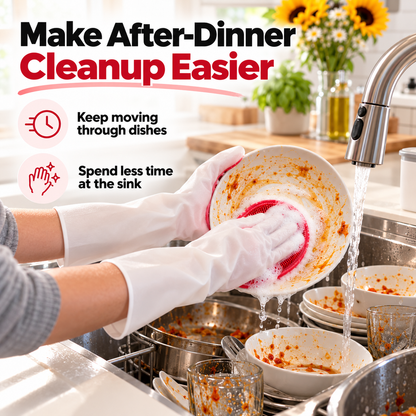 Dishwashing Gloves with Built-In Silicone Scrubber!!!