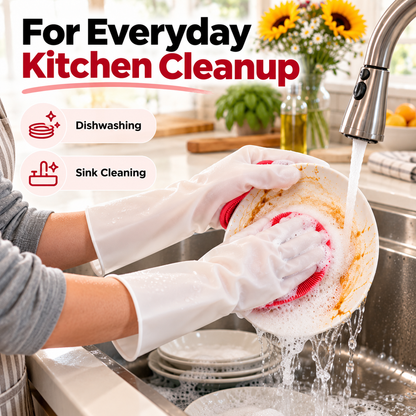 Dishwashing Gloves with Built-In Silicone Scrubber!!!