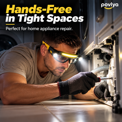 🔦 Rechargeable LED Headlamp Glasses ✨ Hands-Free Lighting with Wave Control!