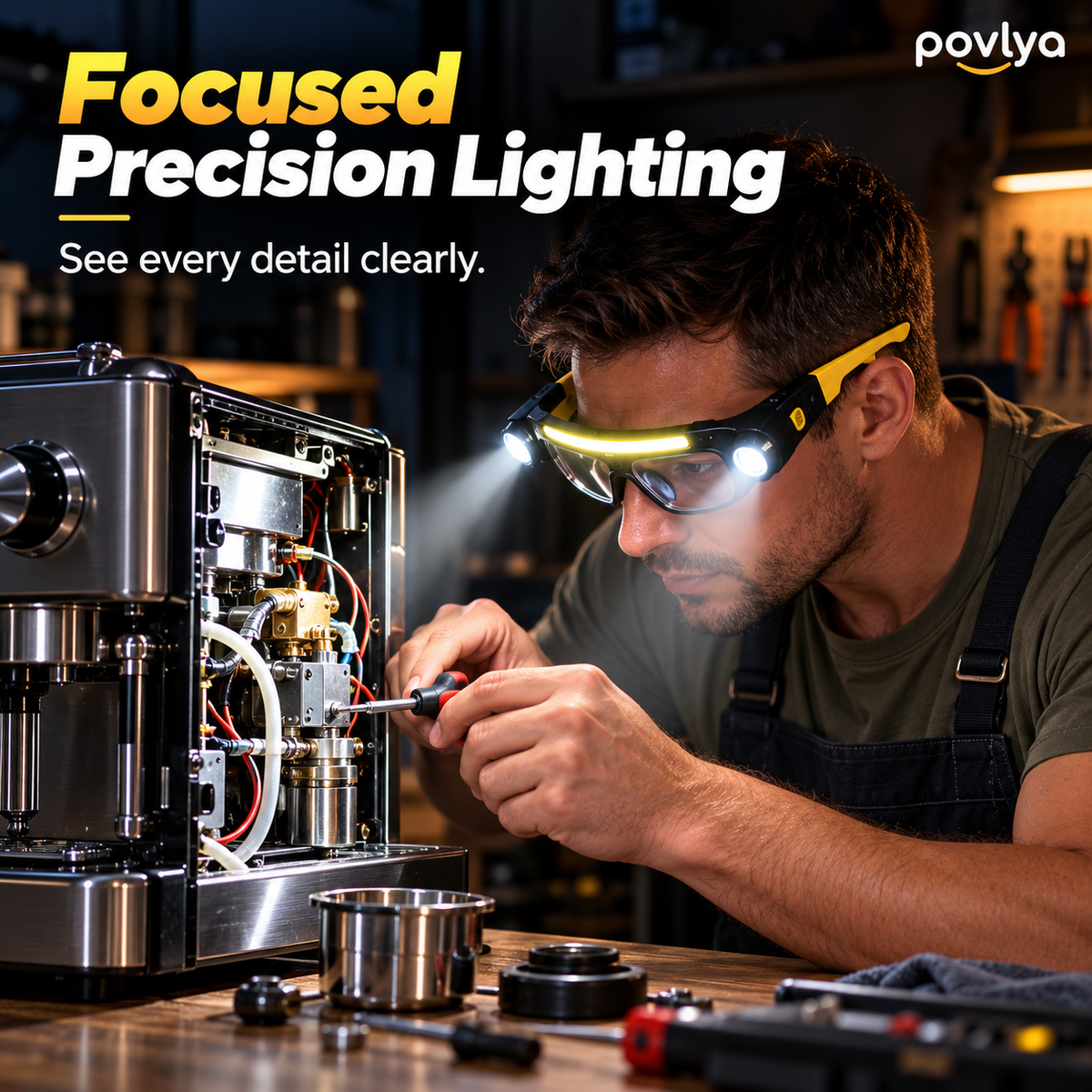 🔦 Rechargeable LED Headlamp Glasses ✨ Hands-Free Lighting with Wave Control!
