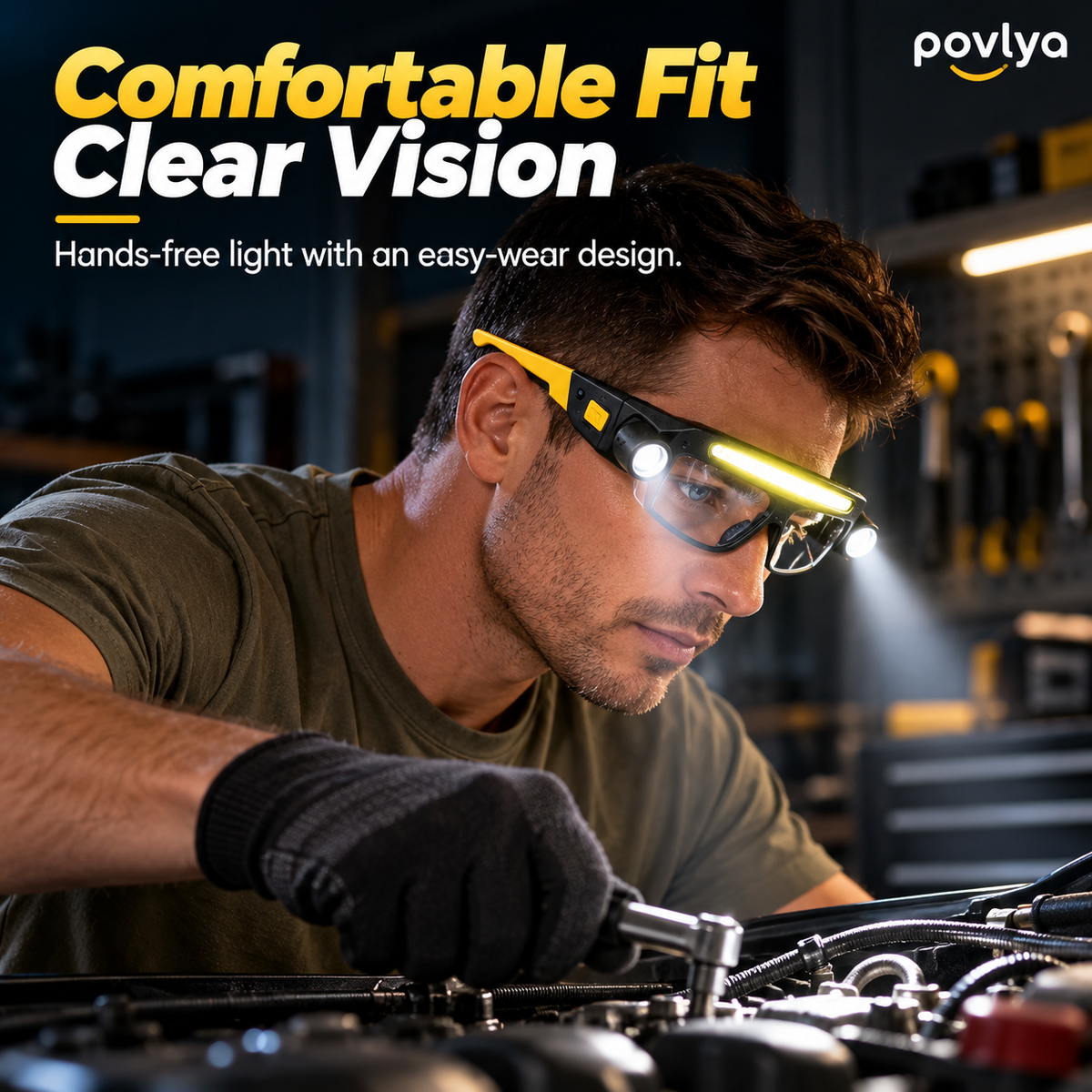 🔦 Rechargeable LED Headlamp Glasses ✨ Hands-Free Lighting with Wave Control!