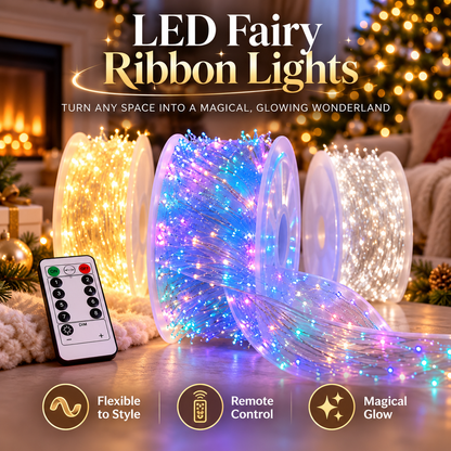 ✨🌈 Magical LED Fairy Ribbon Lights | Remote-Controlled Sparkling Holiday Decor 🎄