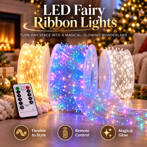 ✨🌈 Magical LED Fairy Ribbon Lights | Remote-Controlled Sparkling Holiday Decor 🎄