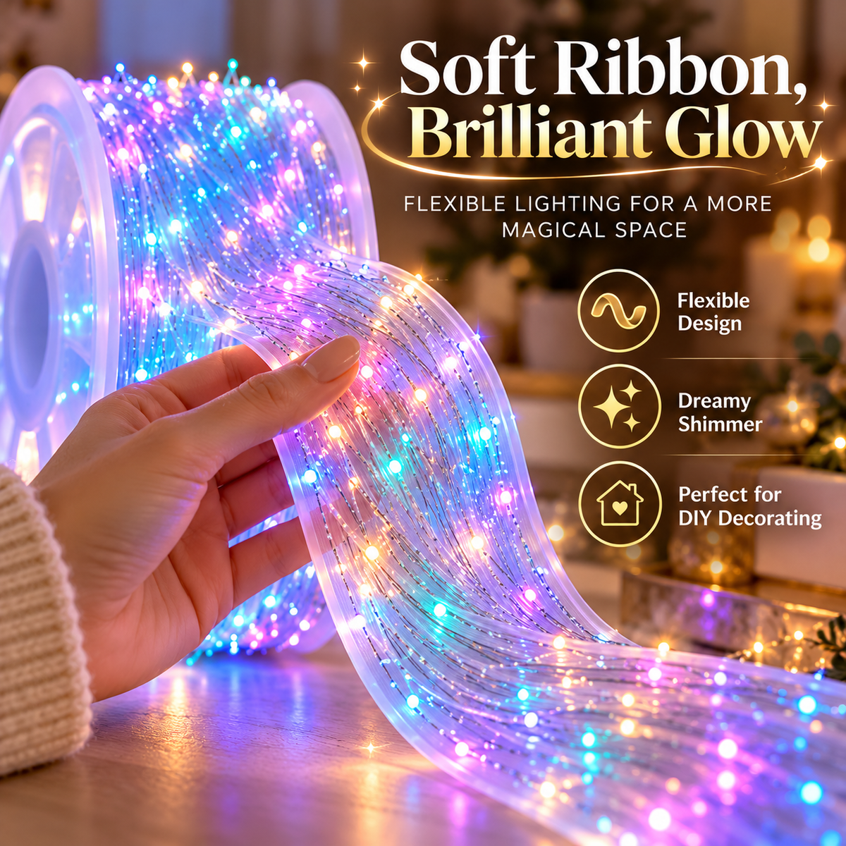 ✨🌈 Magical LED Fairy Ribbon Lights | Remote-Controlled Sparkling Holiday Decor 🎄