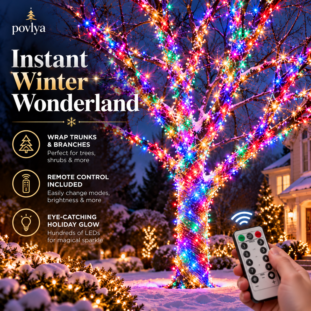 ✨ USB-Powered LED Cluster Christmas Lights 🎄 8 Modes, Remote Control & Multicolor or Warm White