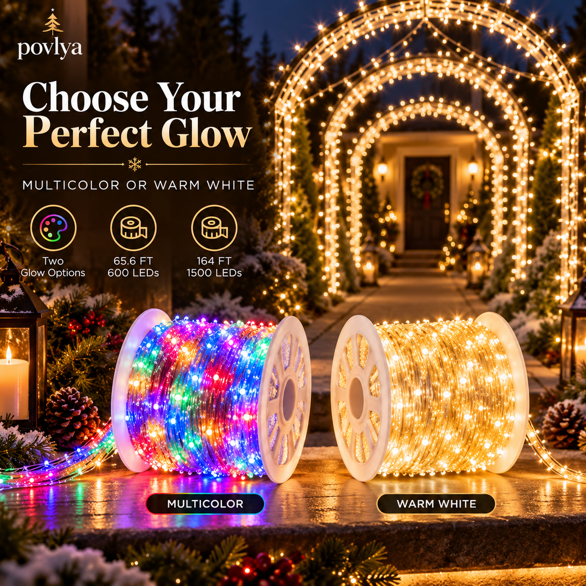 ✨ USB-Powered LED Cluster Christmas Lights 🎄 8 Modes, Remote Control & Multicolor or Warm White