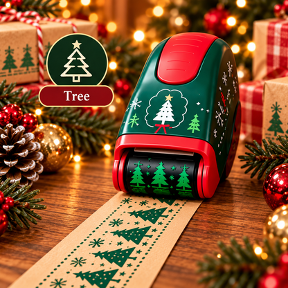 🎄 Christmas Wrapping Roller Stamp – 5 Festive Designs for Gift Packaging