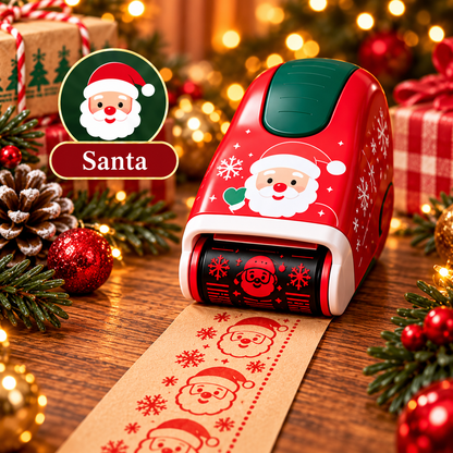 🎄 Christmas Wrapping Roller Stamp – 5 Festive Designs for Gift Packaging