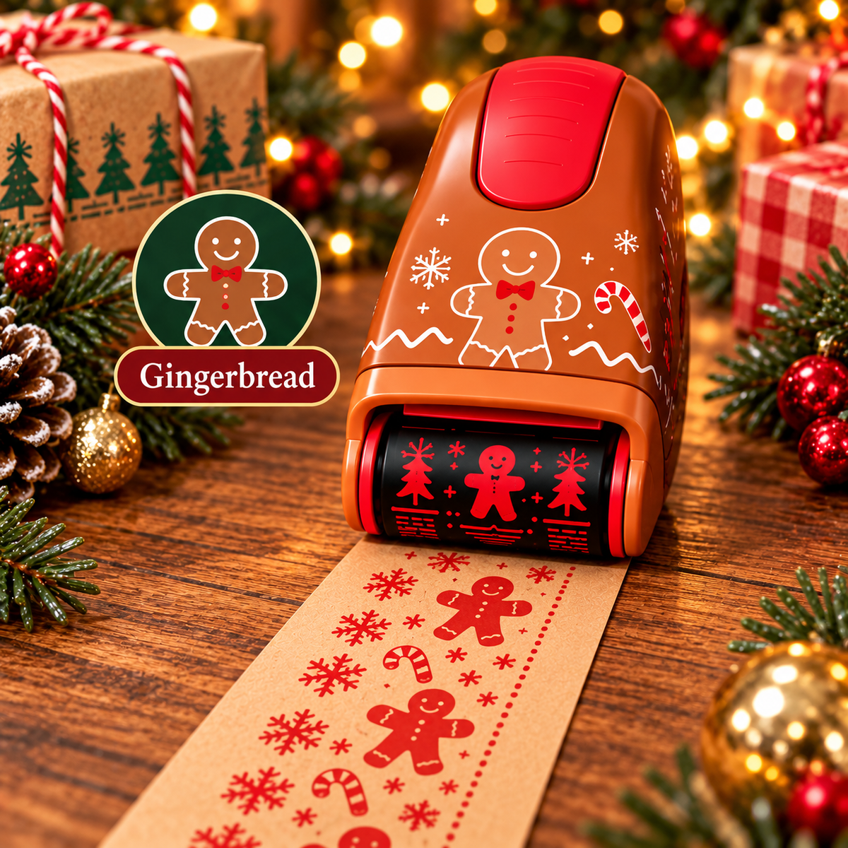 🎄 Christmas Wrapping Roller Stamp – 5 Festive Designs for Gift Packaging