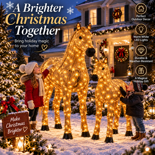 🐎 Hot Sale Light-Up Christmas Horse & Foal Set - Warm White LED Holiday Display