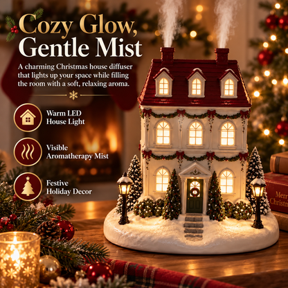 🎄 Christmas House Aroma Diffuser – Glowing Holiday Mist Cottage