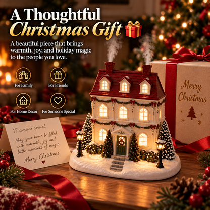 🎄 Christmas House Aroma Diffuser – Glowing Holiday Mist Cottage
