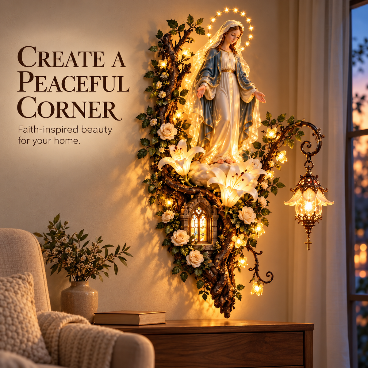 🙏✨ Blessed Mother Lighted Wall Décor