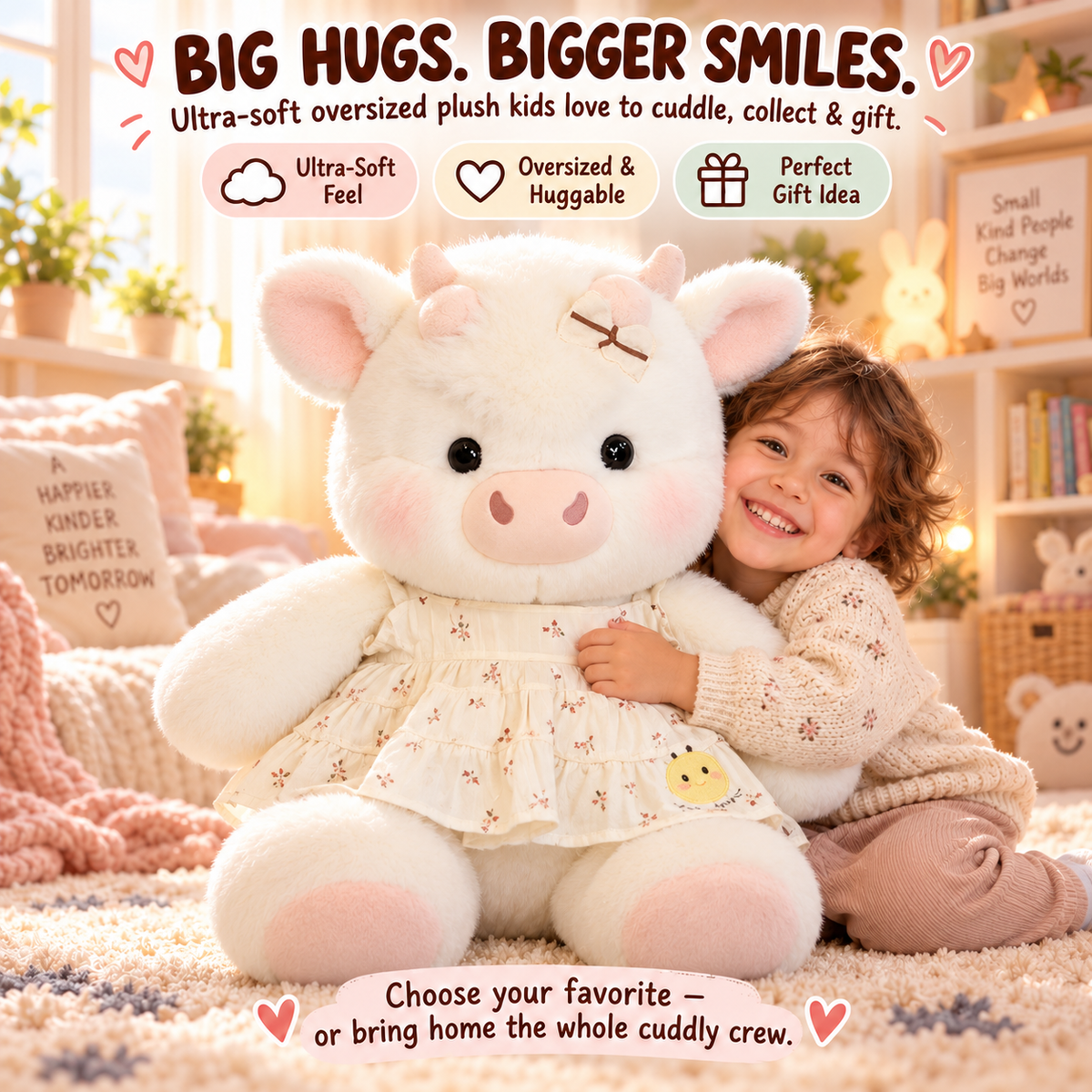 Oversized cream cow plush