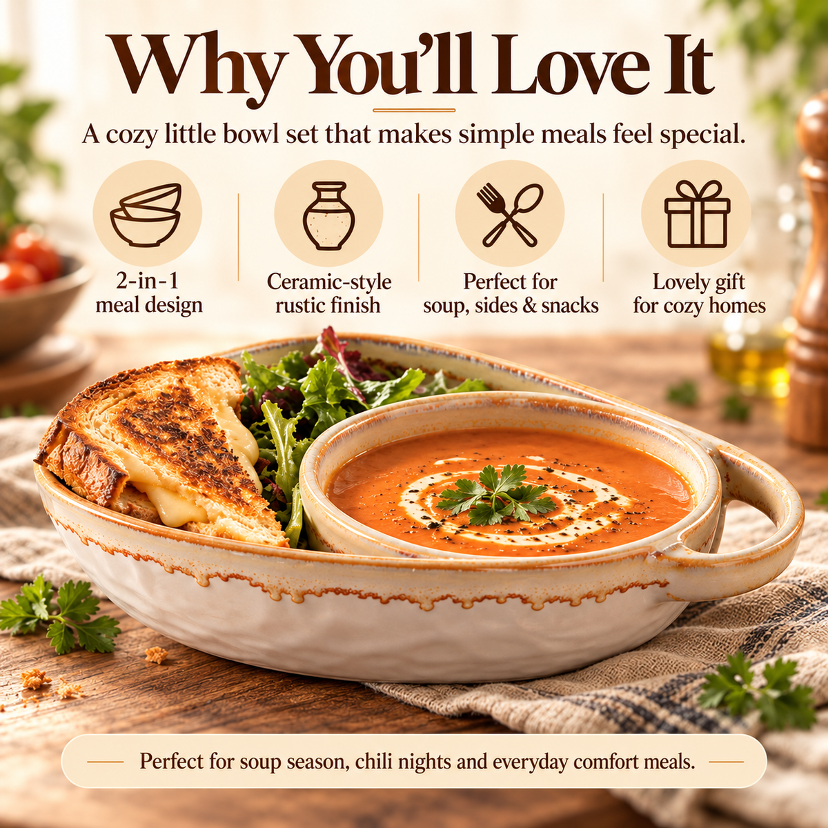 ✨Handmade Soup & Sandwich Bowl Set / Cozy Meals🥣