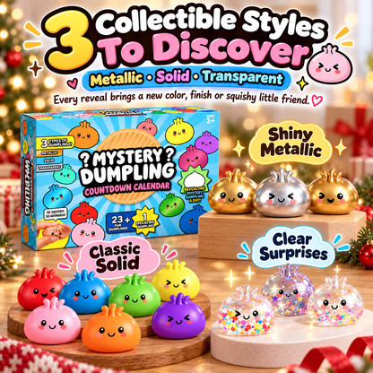 🥟 Mystery Dumpling 24-Day Countdown Calendar – 23 Mini Squishies + 1 Big Surprise