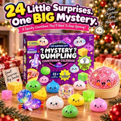Mystery Dumpling 2026 Space Edition-24 Mini Squishy Surprises + 1 BIG Mystery Dumpling Countdown Calendar